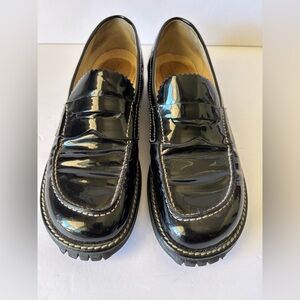Women’s Donald Pilner Sport Lug Sole Black Patent Leather Loafers